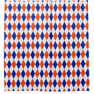 Orange und Blue Diamond Raute Duschvorhang