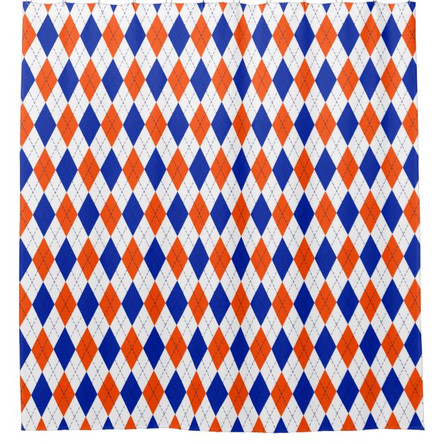 Orange und Blue Diamond Raute Duschvorhang (Vorderseite)