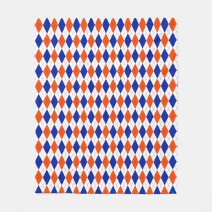 Orange und Blue Diamond Raute Fleecedecke