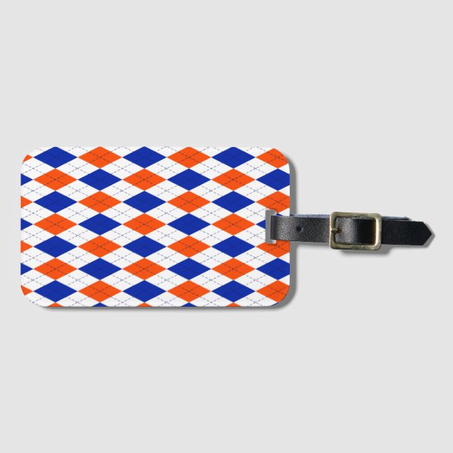 Orange und Blue Diamond Raute Gepäckanhänger (Vorderseite (Horizontal))