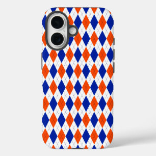Orange und Blue Diamond Raute iPhone 16 Hülle