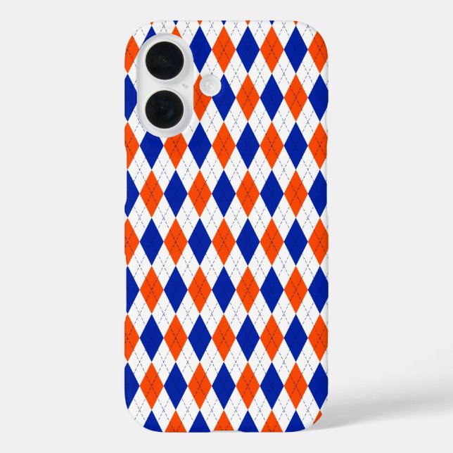 Orange und Blue Diamond Raute iPhone 16 Hülle (Rückseite)