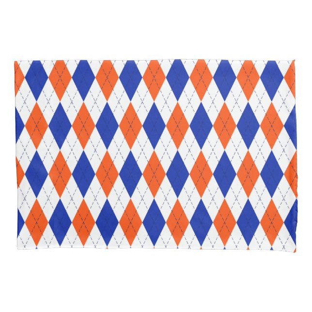 Orange und Blue Diamond Raute Kissenbezug (Vorderseite)