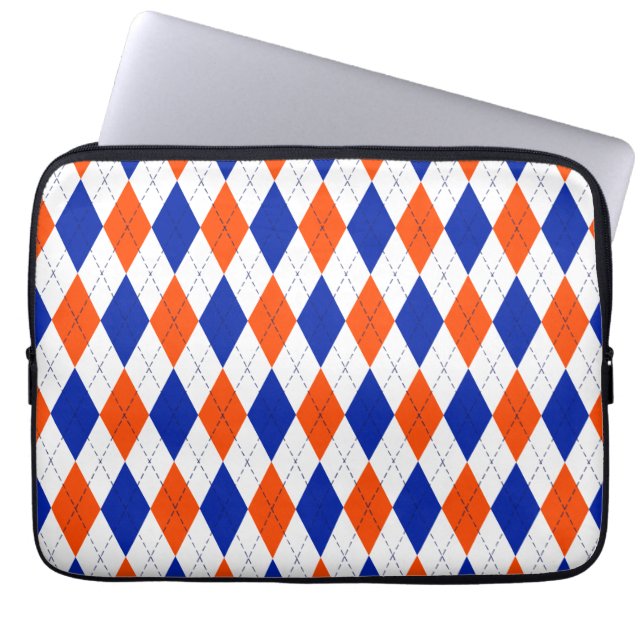 Orange und Blue Diamond Raute Laptopschutzhülle (Vorderseite)