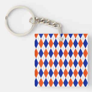 Orange und Blue Diamond Raute Schlüsselanhänger