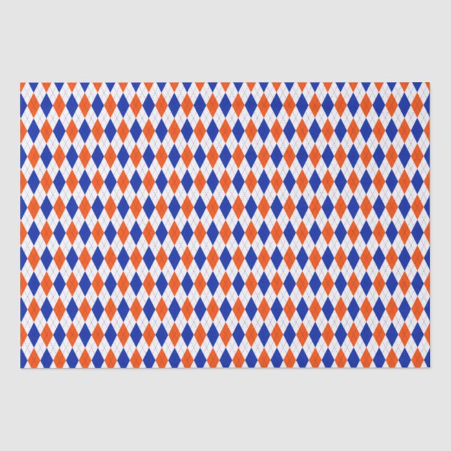 Orange und Blue Diamond Raute Seidenpapier (Vorderseite)