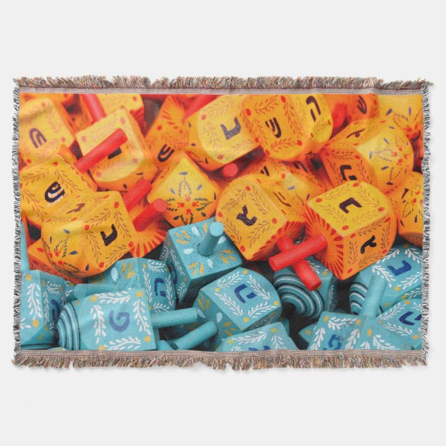 Orange und Blue Dreidels Decke (Vorderseite)