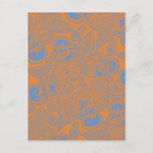 Orange und Blue Persian Star Mandala Pattern Postkarte