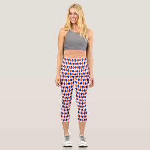Orange und Blue Preppy Diamond Raute Pattern Legg Capri Leggings