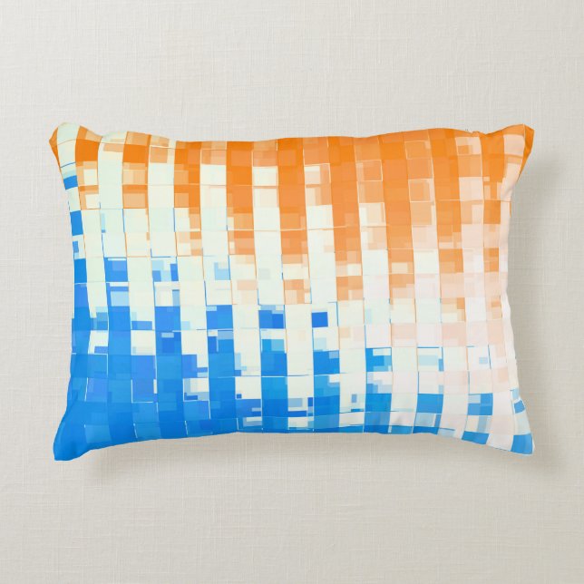 Orange und Blue Rustic Dekokissen (Vorderseite)