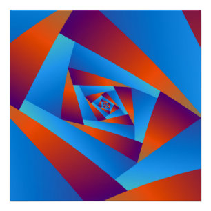 Orange und Blue Spiral The Zazzle Perfektes Poster