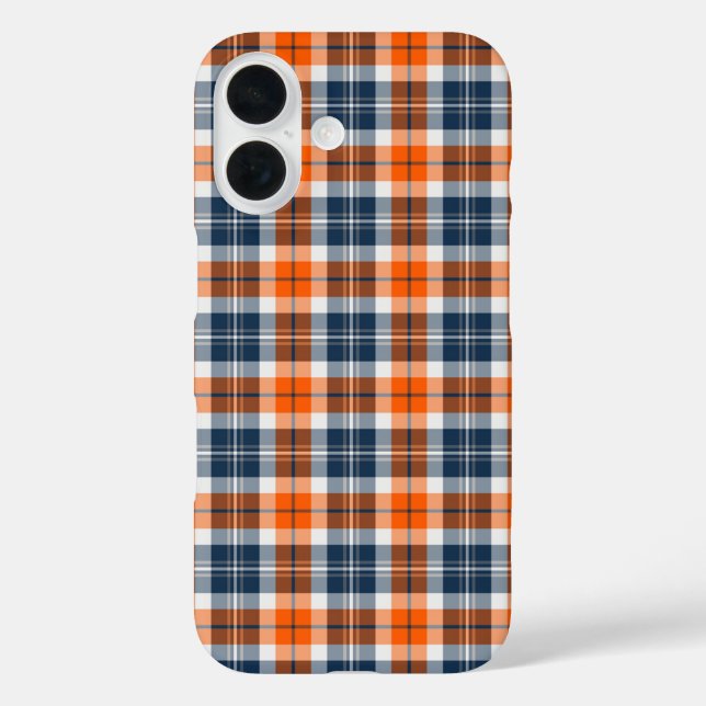 Orange und Blue Sporty Kariert iPhone 16 Hülle (Rückseite)