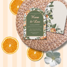 Orange- und Blütenlaub-Aquarell-Hochzeit