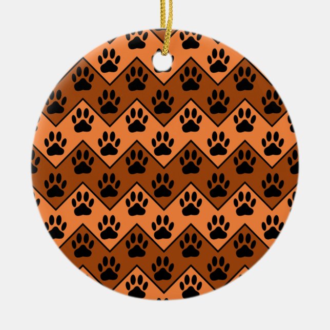 Orange und braun, Zickzack mit Hundebindmuster Keramikornament (Vorne)