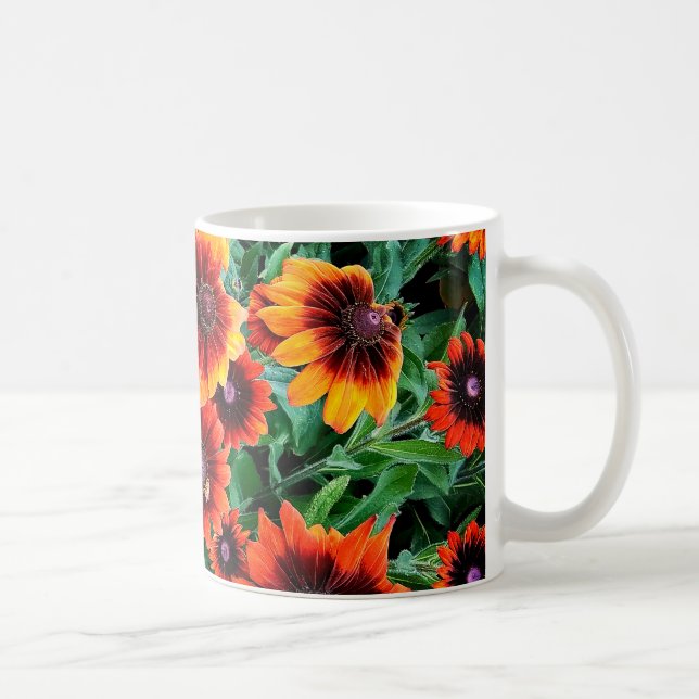 Orange und braune Blume Kaffeetasse (Rechts)