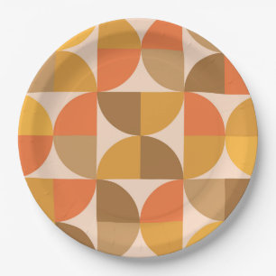 Orange und braune Halbkreise im Mittelalter-Stil Pappteller