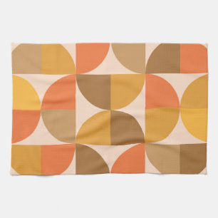 Orange und braune Mid Century Halbkreise Geschirrtuch
