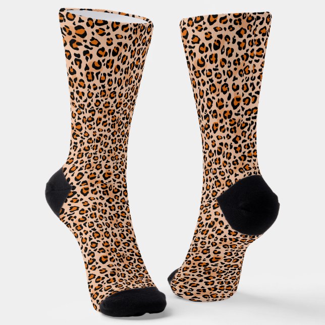 Orange- und Brauner Leopardenprint Socken (Gewinkelt)