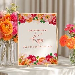 Orange und Bright Pink Guess Wie viele Kisses Game Poster