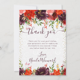 Orange und Brown Autumnal Blume Quinceanera Dankeskarte