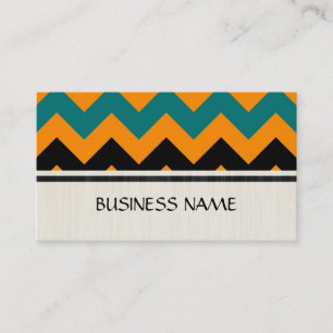 Orange und Celadon Green Zickzack Zigzag Muster Visitenkarte