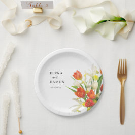 Orange und Cream Tulip Wedding Pappteller