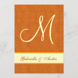 Orange und Creme Damask Wedding A478 Einladung