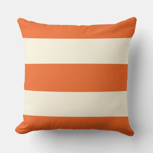 Orange- und Ecru-Streifen-Pillow Kissen (Vorderseite)