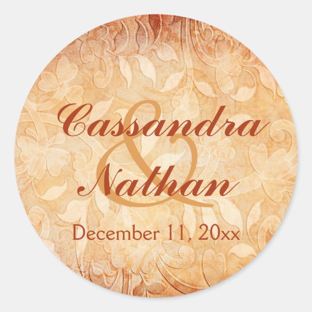 Orange und Elfenbeinblumen Umschlag Aufkleber (Vorderseite)