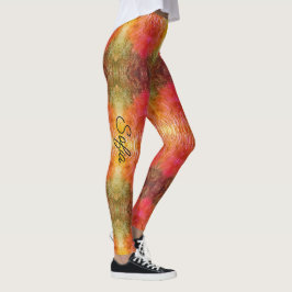 Orange und Forest Green personalisieren Name Quali Leggings