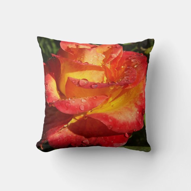 Orange und Gelb Rose Kissen (Vorderseite)