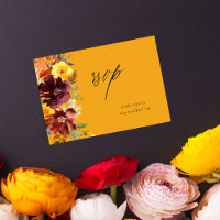 Orange und Gelbe goldene Blüte mit Meeres-RSVP-Kar