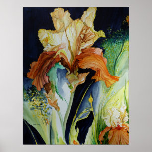 Orange und gelbe Iris-Druck Poster