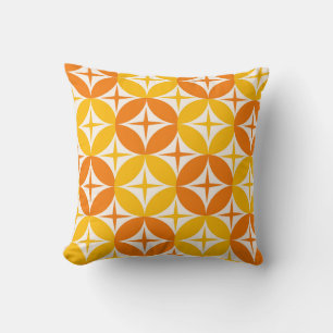 Orange- und gelbe Retro-Kreise-Wurfkissen Kissen