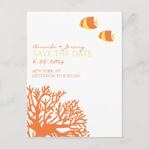 Orange und Gelbe tropische Fische Save the Date Ankündigungspostkarte