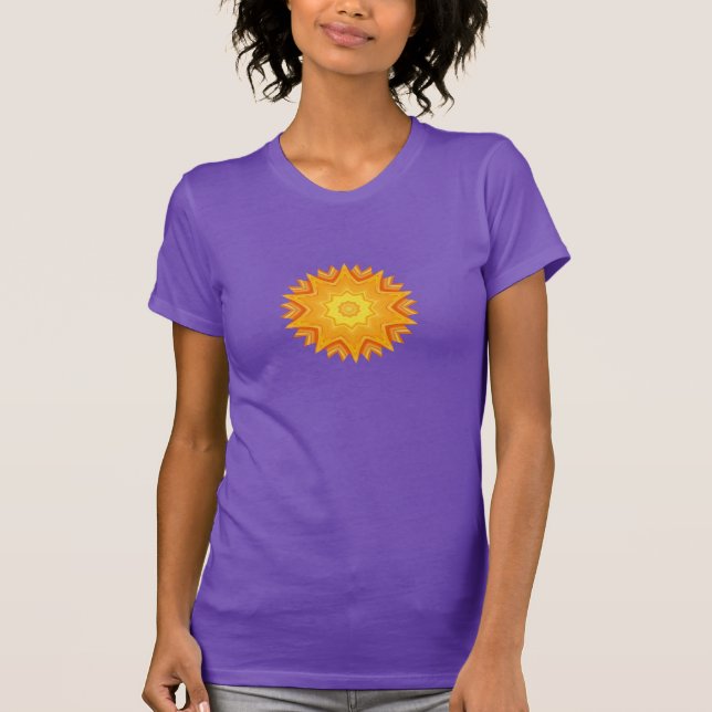Orange und gelber abstrakter Sun T-Shirt (Vorderseite)