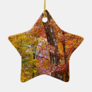 Orange- und Gelbfallbäume Herbstfotografie Keramikornament
