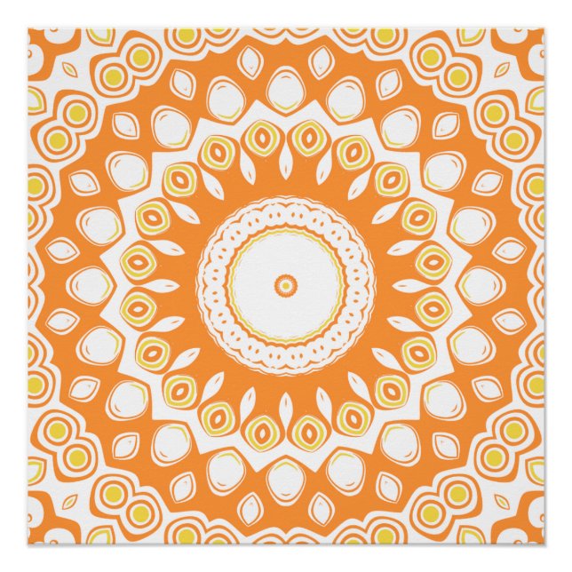 Orange- und Gelbstrahlmuster Poster (Vorderseite)
