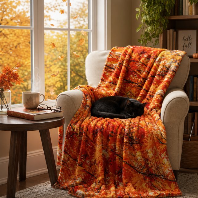 Orange und Gold Herbstblätter Fleece Blanken (Von Creator hochgeladen)