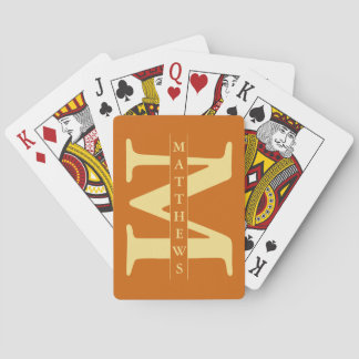 Orange und Gold Personalisierte Monogramm und Name Spielkarten