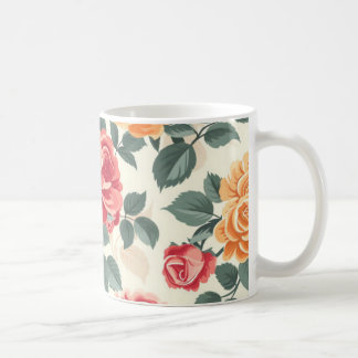 Orange und Gold Rose Floral Kaffeetasse
