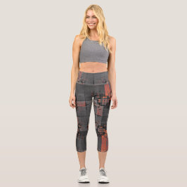 Orange und Grau Capri Leggings