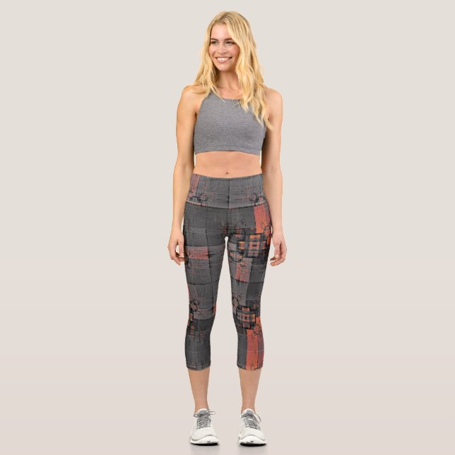 Orange und Grau Capri Leggings (Vorderseite)