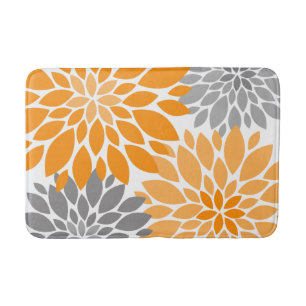 Orange und Grau-Chrysanthemen Blumenmuster Badematte
