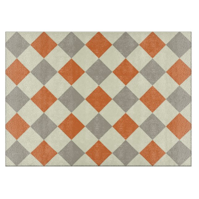 Orange und Grau kariert Schneidebrett (Vorderseite)
