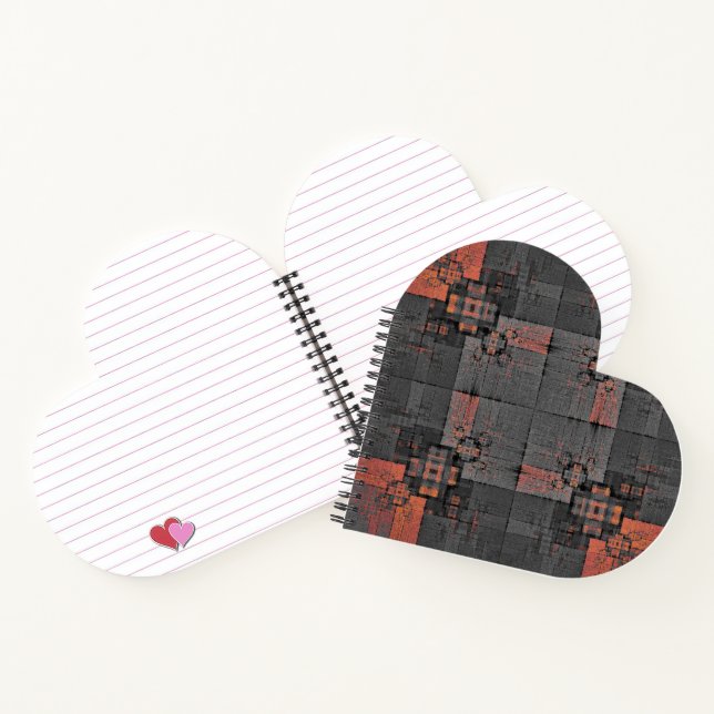 Orange und Gray Crossroads Heart Shaped Notebook Notizbuch (Innenseite)