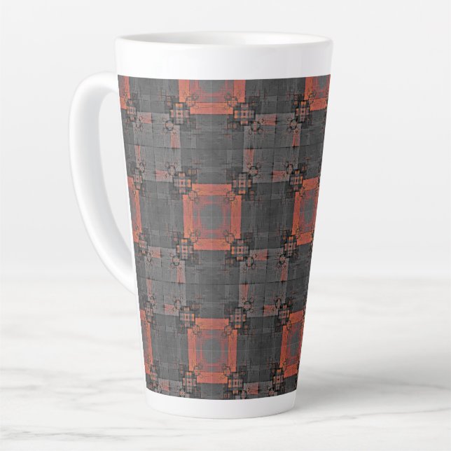 Orange und Gray Crossroads Latte Tasse (Linke Ecke)