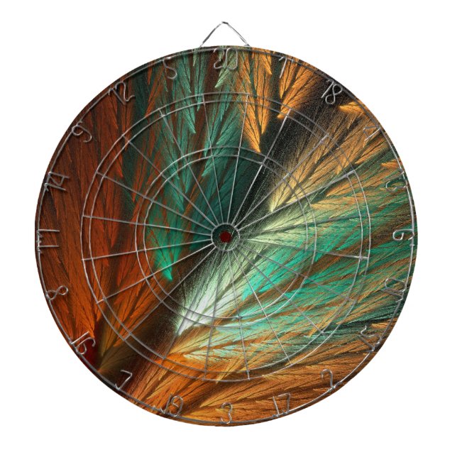 Orange und Gree Abstact Feather Fraktal Dart Board Dartscheibe (vorne)