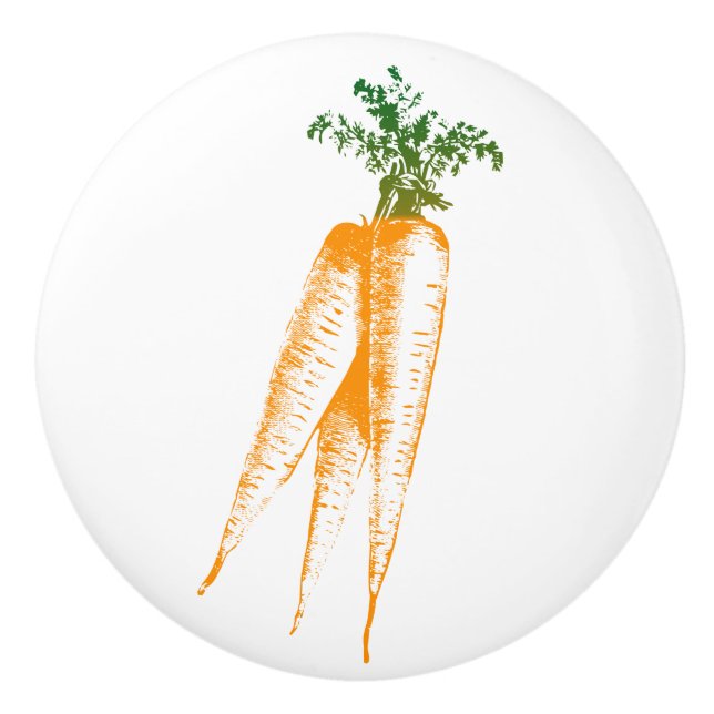 Orange und Green, Carrot Line Art Keramikknauf (Vorderseite)