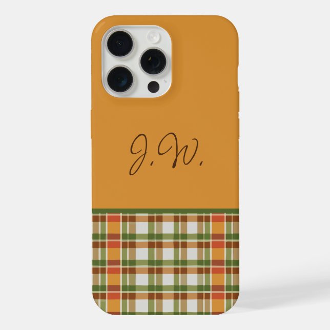 Orange und Green Gingham iPhone 15 Pro Max Hülle (Rückseite)